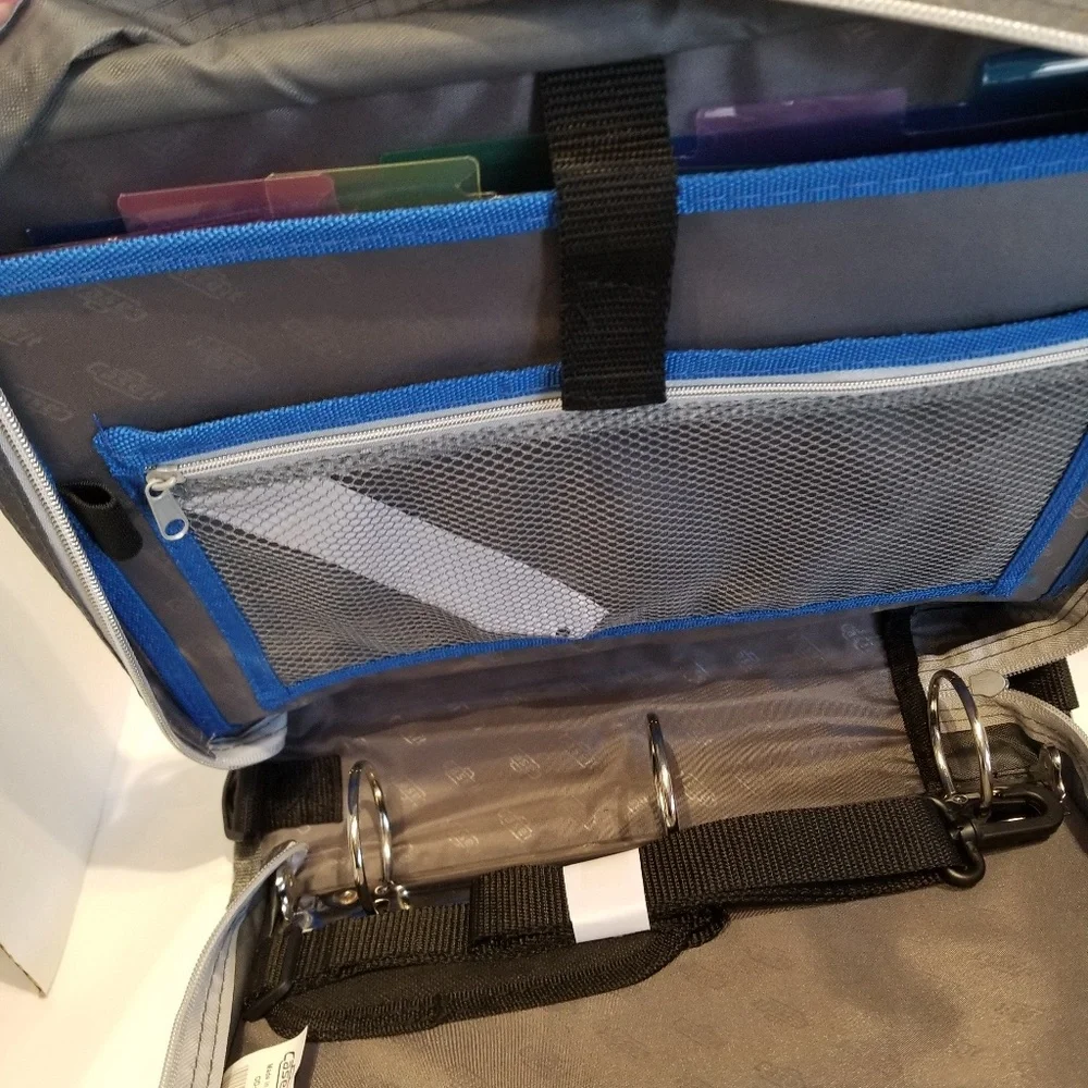 NEW Mighty Zip Tab Binder with Carrying‎ Strap by Case Blue Zipper Binder in Pkg